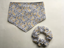 Load image into Gallery viewer, Grey Floral Scrunchy
