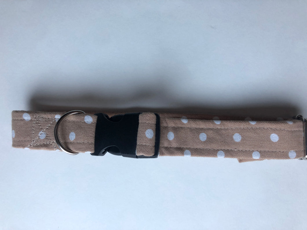 Beige with White Polka Dots